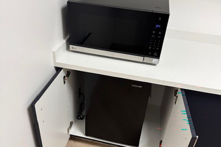 new microwave and fridge